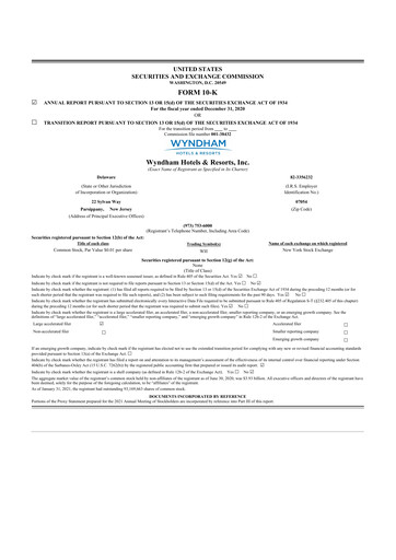 Thumbnail Wyndham Hotels & Resorts 10-K Annual Report 2020