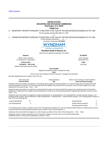 Thumbnail Wyndham Hotels & Resorts 10-Q Quarterly Report FY2021 