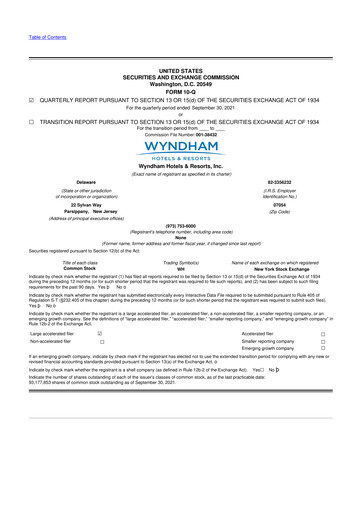 Thumbnail Wyndham Hotels & Resorts 10-Q Quarterly Report FY2021 