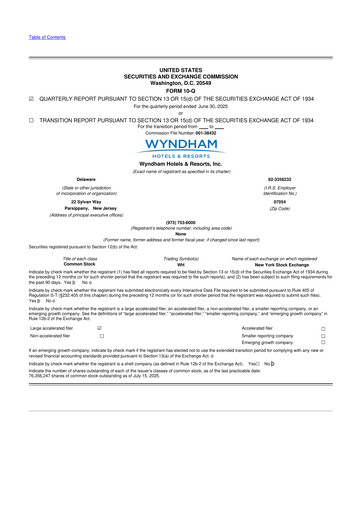 Thumbnail Wyndham Hotels & Resorts 10-Q Quarterly Report FY2025 