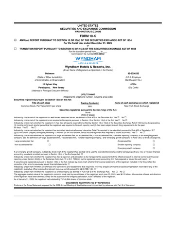 Thumbnail Wyndham Hotels & Resorts 10-K Annual Report 2025