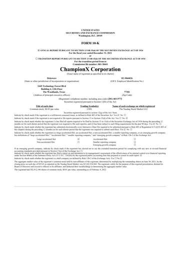 Thumbnail ChampionX 10-K Annual Report 2021