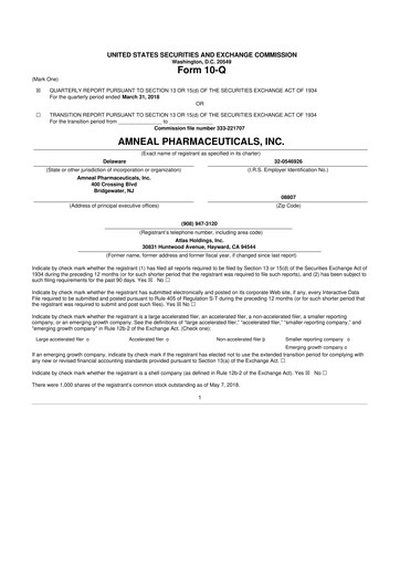 Thumbnail Amneal Pharmaceuticals
 10-Q Quarterly Report FY2018 