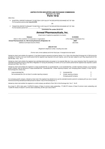 Thumbnail Amneal Pharmaceuticals
 10-Q Quarterly Report FY2018 