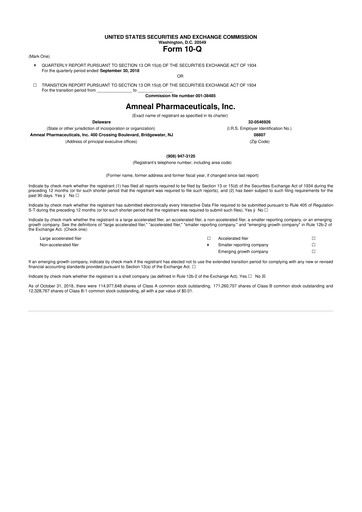 Thumbnail Amneal Pharmaceuticals
 10-Q Quarterly Report FY2018 
