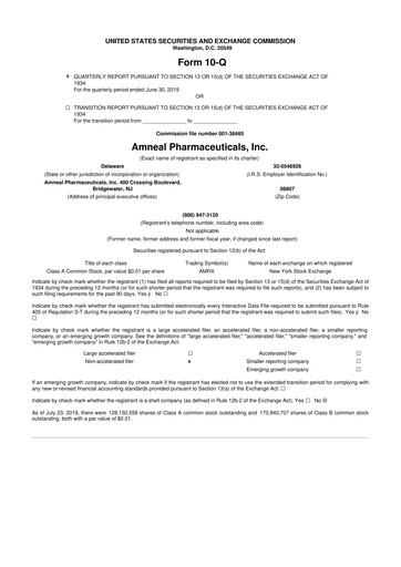 Thumbnail Amneal Pharmaceuticals
 10-Q Quarterly Report FY2019 
