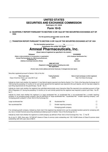 Thumbnail Amneal Pharmaceuticals
 10-Q Quarterly Report FY2020 