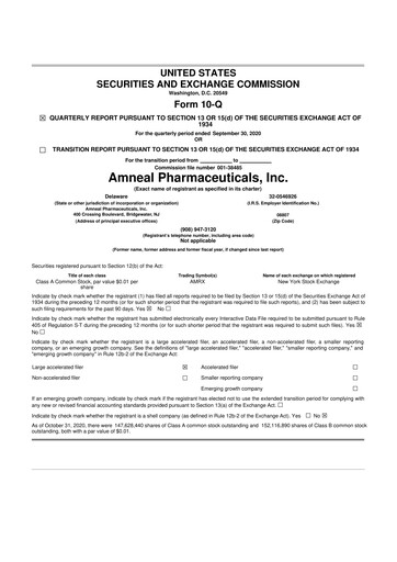 Thumbnail Amneal Pharmaceuticals
 10-Q Quarterly Report FY2020 