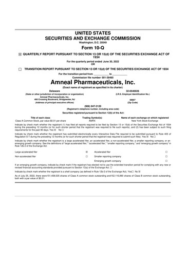 Thumbnail Amneal Pharmaceuticals
 10-Q Quarterly Report FY2022 
