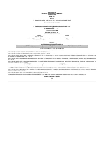 Miniature Columbia Financial 10-K Rapport annuel 2021
