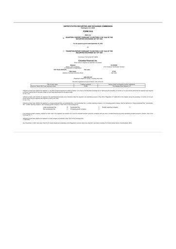Vorschaubild Columbia Financial 10-Q Quartalsbericht 2022 