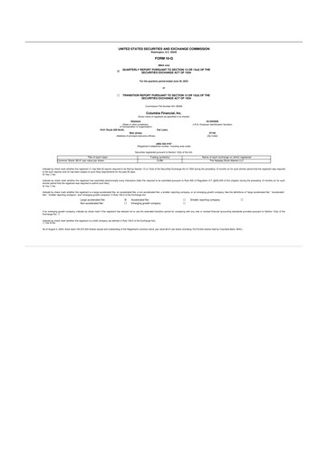 Vorschaubild Columbia Financial 10-Q Quartalsbericht 2023 
