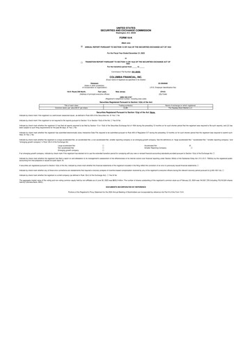 Miniature Columbia Financial 10-K Rapport annuel 2023