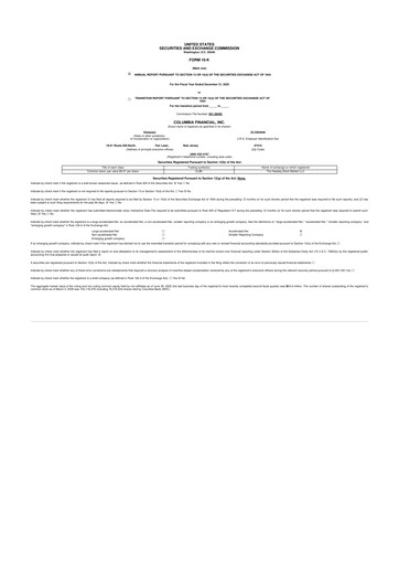 Miniature Columbia Financial 10-K Rapport annuel 2025
