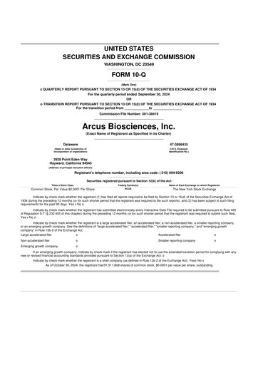 Thumbnail Arcus Biosciences
 10-Q Quarterly Report FY2024 