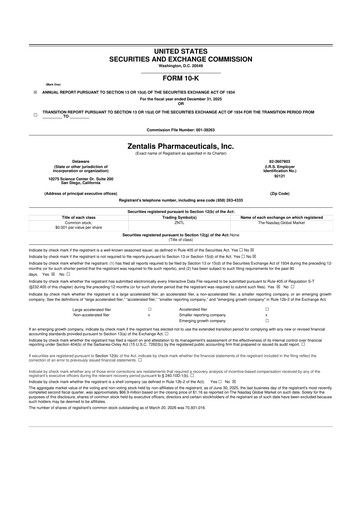 Thumbnail Zentalis Pharmaceuticals 10-K Annual Report 2025