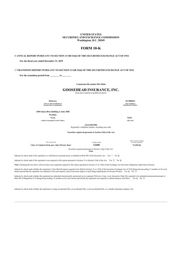 Thumbnail Goosehead Insurance
 10-K Annual Report 2019