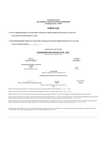 Thumbnail Goosehead Insurance
 10-K Annual Report 2020
