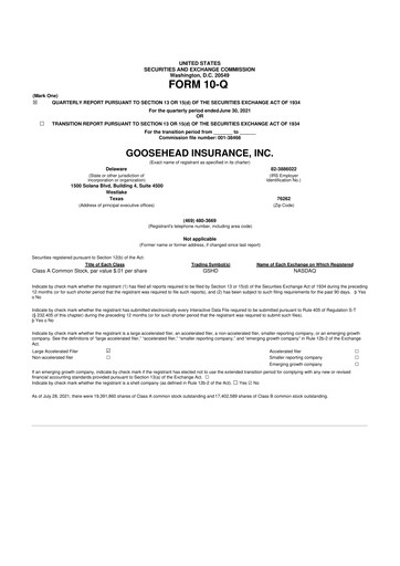 Vorschaubild Goosehead Insurance
 10-Q Quartalsbericht 2021 