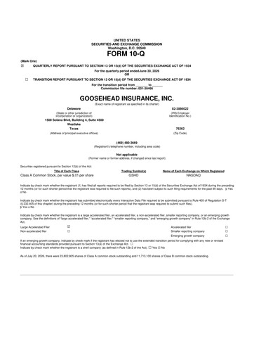 Vorschaubild Goosehead Insurance
 10-Q Quartalsbericht 2026 