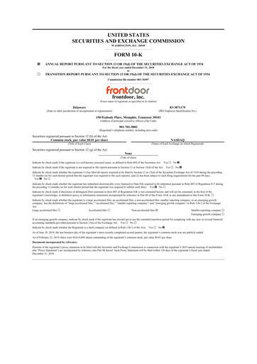 Thumbnail Frontdoor 10-K Annual Report 2018