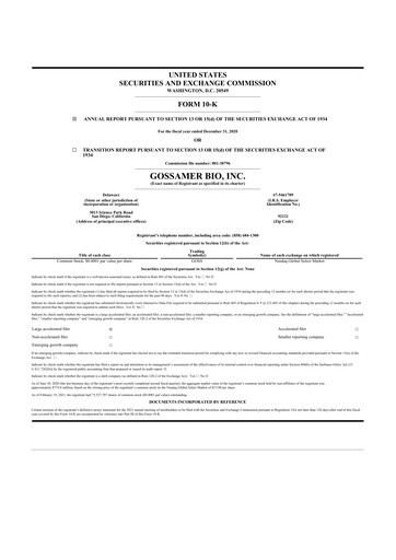 Thumbnail Gossamer Bio 10-K Annual Report 2020