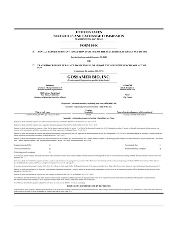 Thumbnail Gossamer Bio 10-K Annual Report 2023