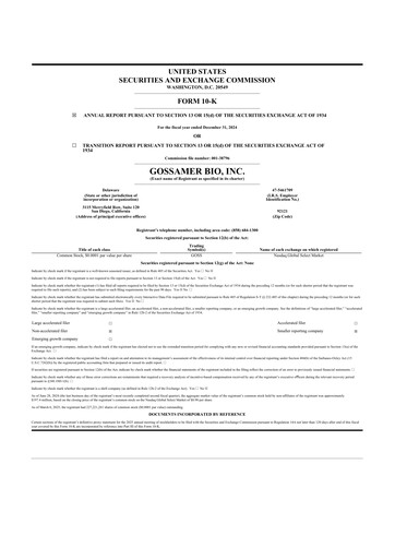 Thumbnail Gossamer Bio 10-K Annual Report 2024