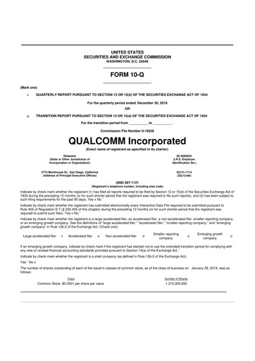 Thumbnail QUALCOMM 10-Q Quarterly Report FY2019 