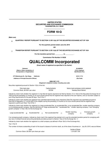 Thumbnail QUALCOMM 10-Q Quarterly Report FY2019 