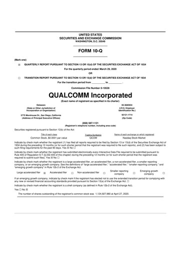 Thumbnail QUALCOMM 10-Q Quarterly Report FY2020 