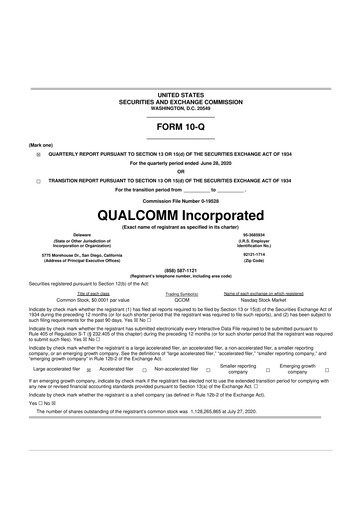 Thumbnail QUALCOMM 10-Q Quarterly Report FY2020 