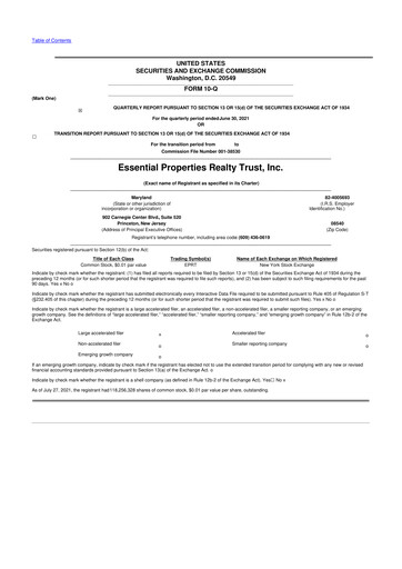 Thumbnail Essential Properties Realty Trust 10-Q Quarterly Report FY2021 
