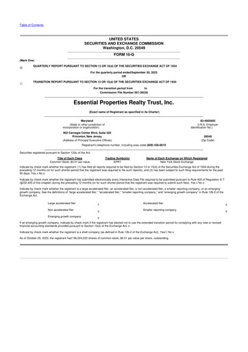 Thumbnail Essential Properties Realty Trust 10-Q Quarterly Report FY2023 