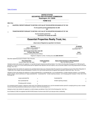 Thumbnail Essential Properties Realty Trust 10-Q Quarterly Report FY2025 