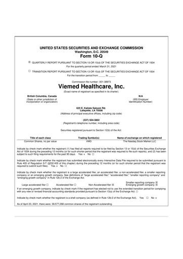 Thumbnail Viemed Healthcare 10-Q Quarterly Report FY2021 