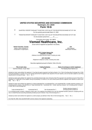 Thumbnail Viemed Healthcare 10-Q Quarterly Report FY2022 