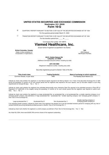 Thumbnail Viemed Healthcare 10-Q Quarterly Report FY2024 