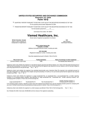 Thumbnail Viemed Healthcare 10-Q Quarterly Report FY2024 