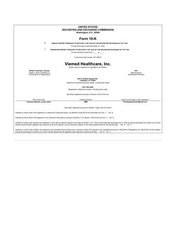 Thumbnail Viemed Healthcare 10-K Annual Report 2024