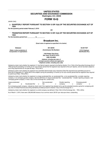 Thumbnail Broadcom 10-Q Quarterly Report FY2019 