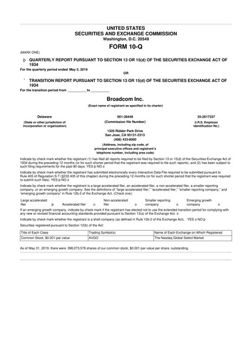 Thumbnail Broadcom 10-Q Quarterly Report FY2019 
