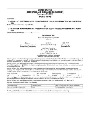 Thumbnail Broadcom 10-Q Quarterly Report FY2019 