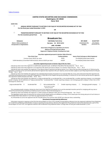 Thumbnail Broadcom 10-K Annual Report 2019