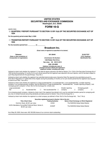 Thumbnail Broadcom 10-Q Quarterly Report FY2020 