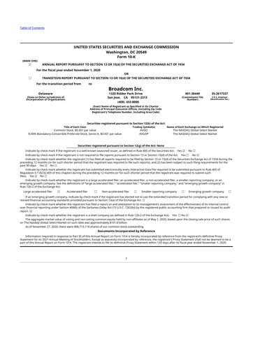 Thumbnail Broadcom 10-K Annual Report 2020