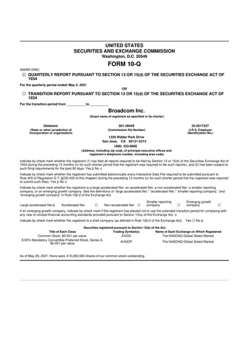 Thumbnail Broadcom 10-Q Quarterly Report FY2021 