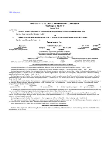 Thumbnail Broadcom 10-K Annual Report 2021