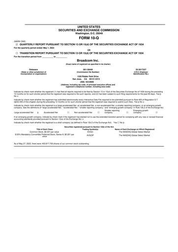 Thumbnail Broadcom 10-Q Quarterly Report FY2022 