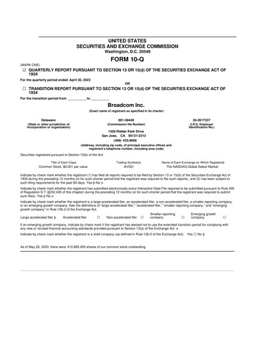 Thumbnail Broadcom 10-Q Quarterly Report FY2023 